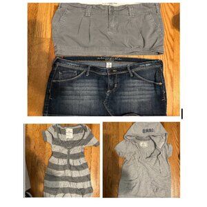 Bundle of 2 Abercrombie Fitch mini skirts (sz 0) & 1 top S & 1 Hollister Top M